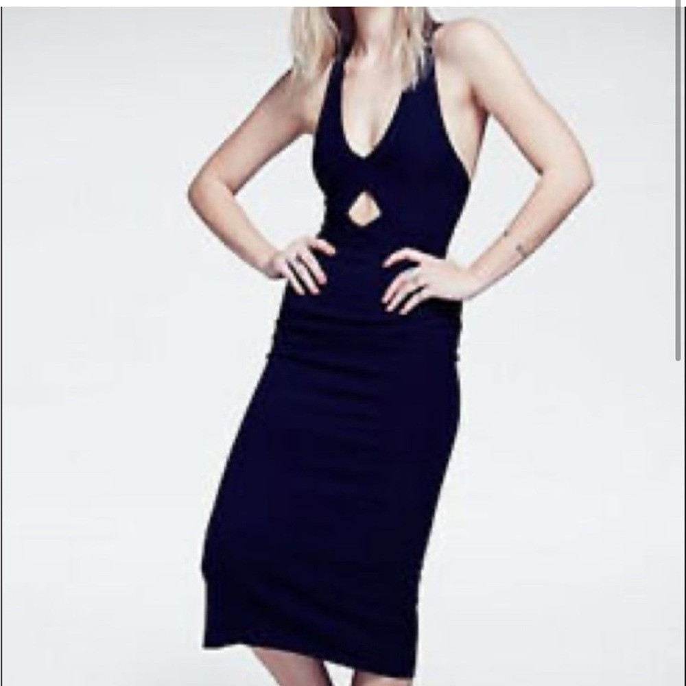 Free people cutout sheath dress rib knit sz m